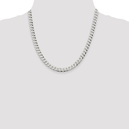 Sterling Silver 7mm Beveled Curb Chain