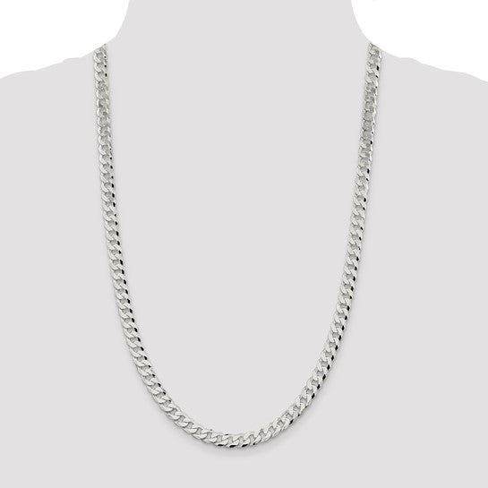 Sterling Silver 7mm Beveled Curb Chain