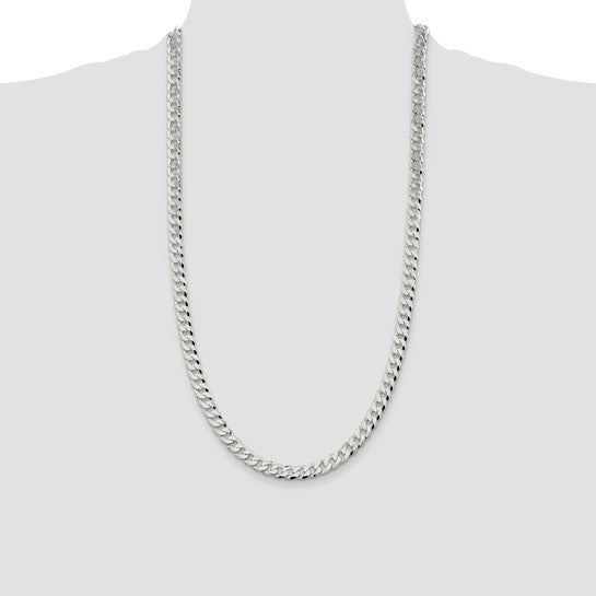 Sterling Silver 7mm Beveled Curb Chain