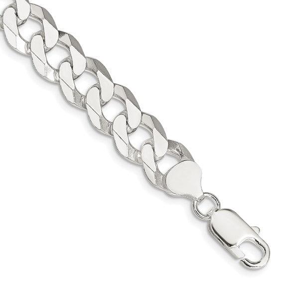 Sterling Silver 10.6mm Beveled Curb Bracelet