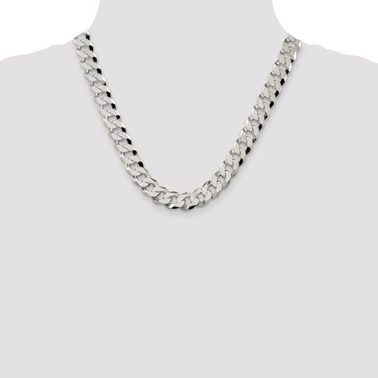 Sterling Silver 12.30mm Beveled Curb Chain
