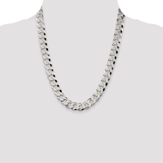 Sterling Silver 12.30mm Beveled Curb Chain