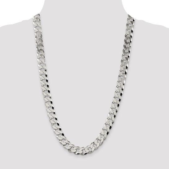 Sterling Silver 12.30mm Beveled Curb Chain