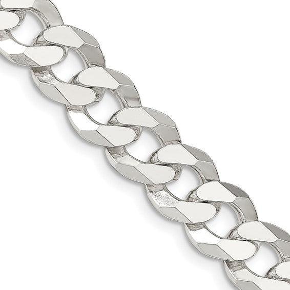 Sterling Silver 12.30mm Beveled Curb Chain