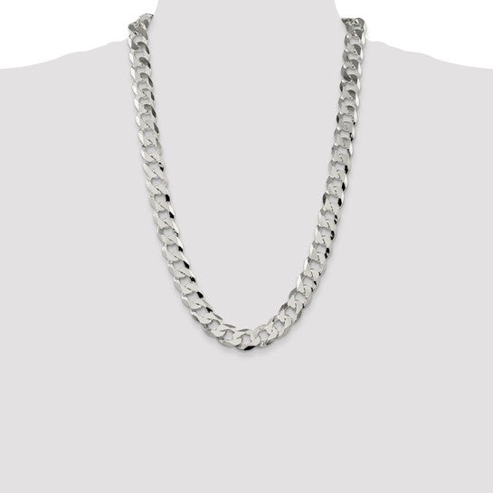 Sterling Silver 13mm Beveled Curb Chain