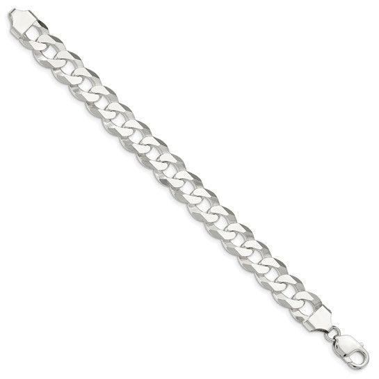 Sterling Silver 13mm Polished Flat Curb Bracelet