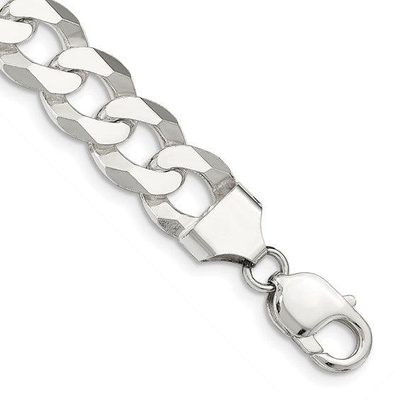 Sterling Silver 13mm Polished Flat Curb Bracelet