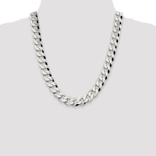 Sterling Silver 14mm Beveled Curb Chain