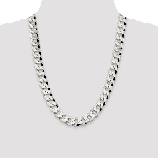 Sterling Silver 14mm Beveled Curb Chain