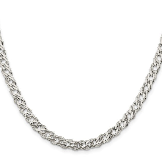 Sterling Silver 5.25mm Double 6 Side Diamond Cut Flat Link Chain
