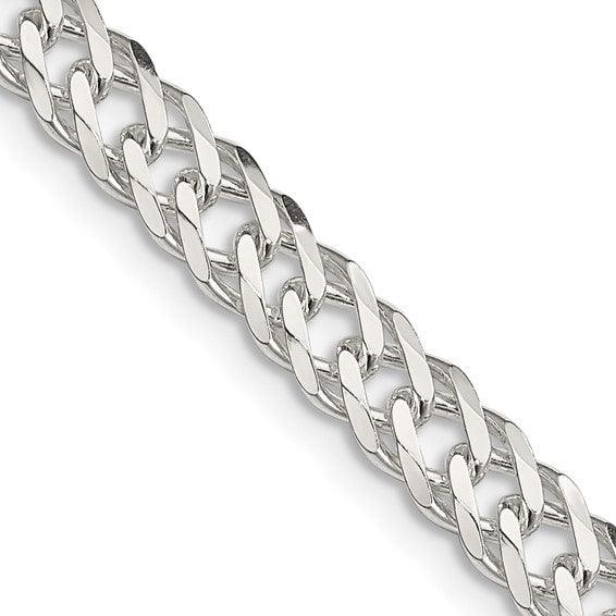 Sterling Silver 5.25mm Double 6 Side Diamond Cut Flat Link Chain