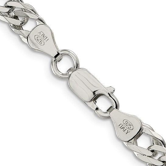 Sterling Silver 6.25mm Double 6 Side Diamond Cut Flat Link Chain