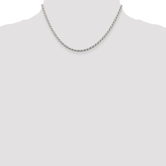 Sterling Silver 2.50mm Flat Rope Chain
