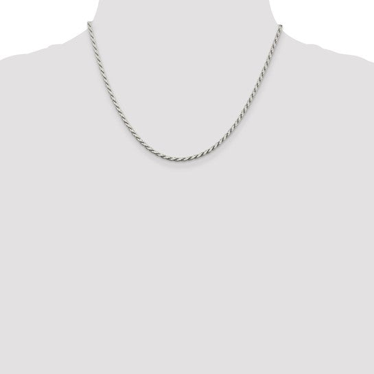 Sterling Silver 2.50mm Flat Rope Chain