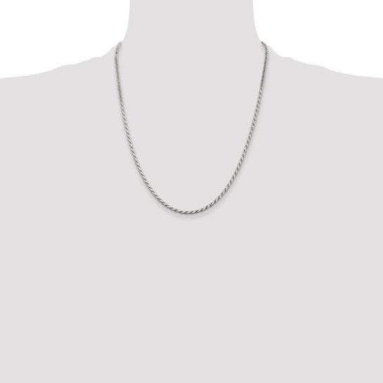 Sterling Silver 2.50mm Flat Rope Chain