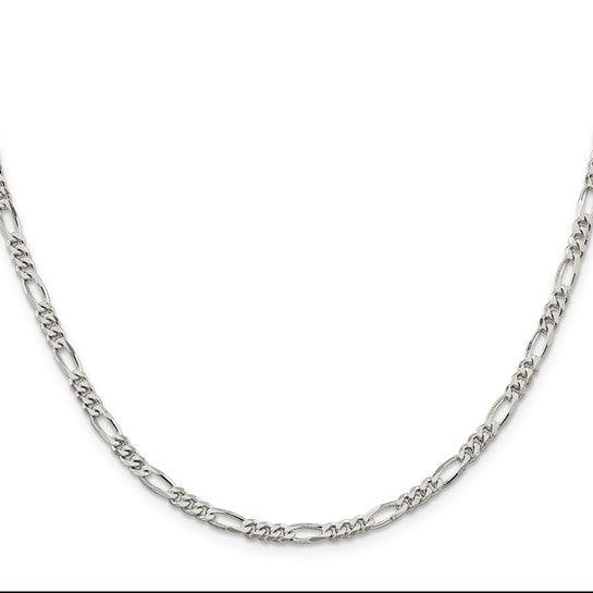 Sterling Silver Rhodium-plated 3.5mm Figaro Chain