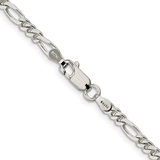 Sterling Silver Rhodium-plated 3.5mm Figaro Chain