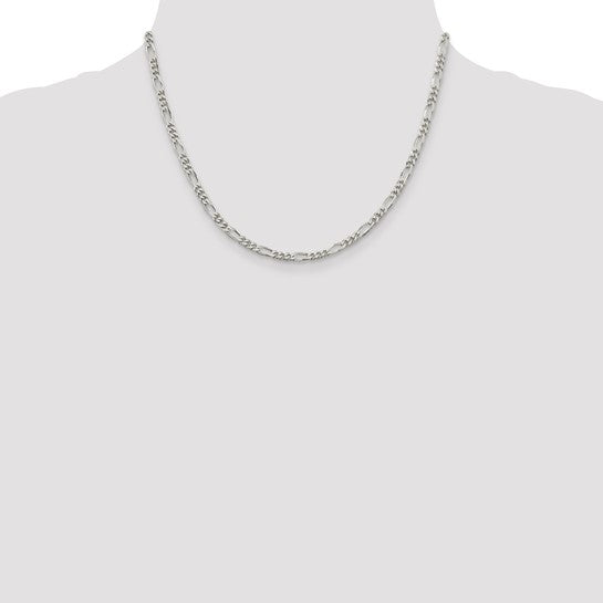 Sterling Silver Rhodium-plated 3.5mm Figaro Chain