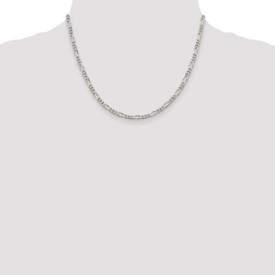 Sterling Silver Rhodium-plated 3.5mm Figaro Chain