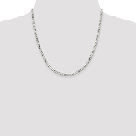 Sterling Silver Rhodium-plated 3.5mm Figaro Chain