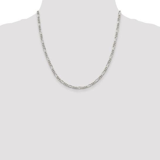 Sterling Silver Rhodium-plated 3.5mm Figaro Chain