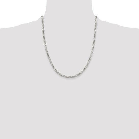 Sterling Silver Rhodium-plated 3.5mm Figaro Chain