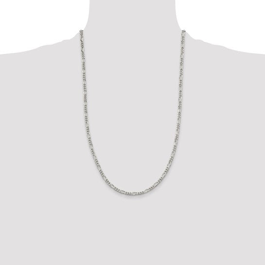 Sterling Silver Rhodium-plated 3.5mm Figaro Chain