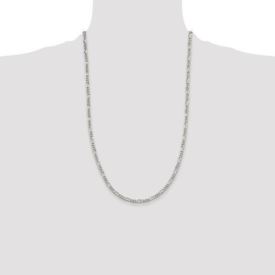 Sterling Silver Rhodium-plated 3.5mm Figaro Chain