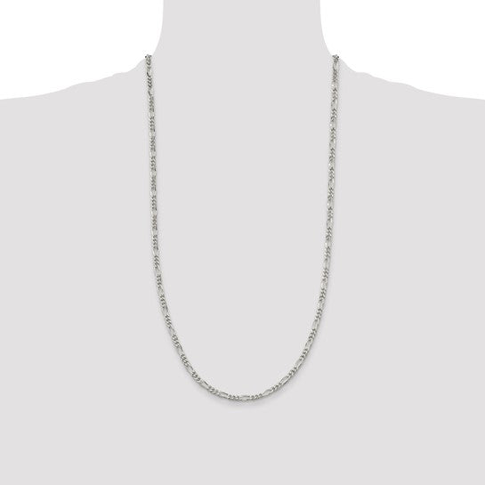 Sterling Silver Rhodium-plated 3.5mm Figaro Chain