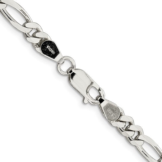 Sterling Silver 5.5mm Polished Flat Figaro Chain