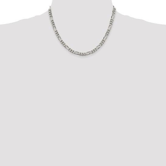 Sterling Silver 5.5mm Polished Flat Figaro Chain