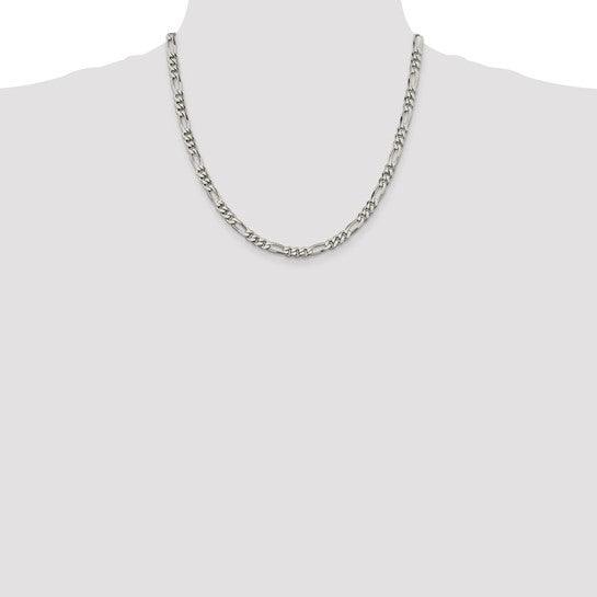 Sterling Silver 5.5mm Polished Flat Figaro Chain