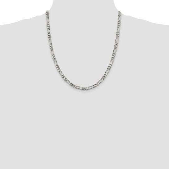 Sterling Silver 5.5mm Polished Flat Figaro Chain