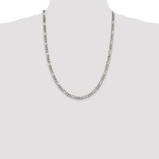 Sterling Silver 5.5mm Polished Flat Figaro Chain