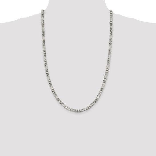 Sterling Silver 5.5mm Polished Flat Figaro Chain