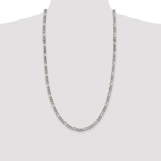 Sterling Silver 5.5mm Polished Flat Figaro Chain