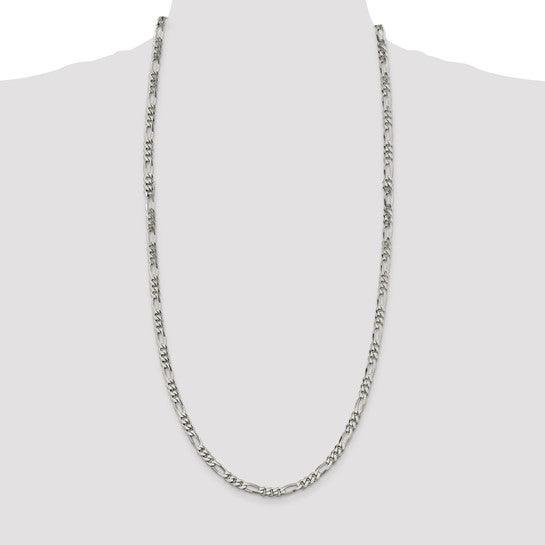 Sterling Silver 5.5mm Polished Flat Figaro Chain