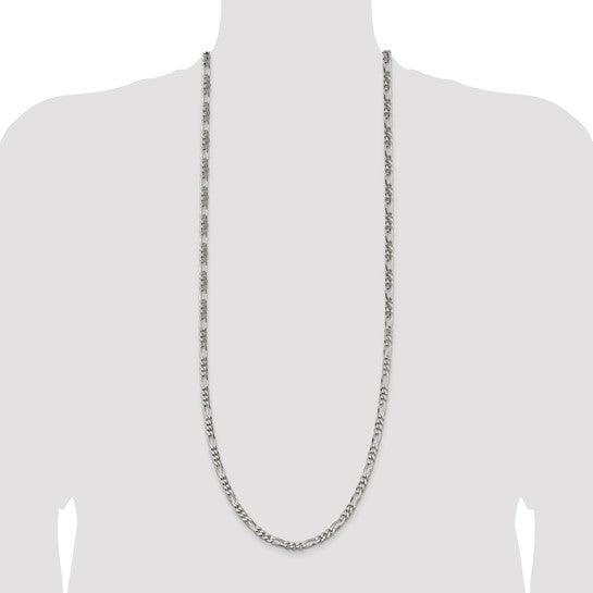 Sterling Silver 5.5mm Polished Flat Figaro Chain