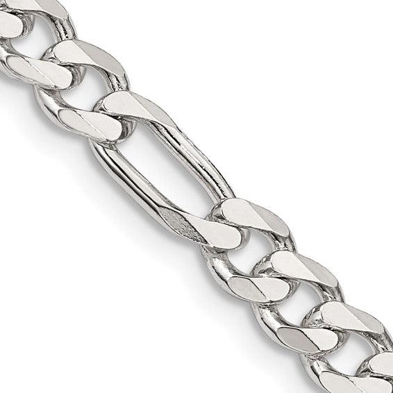 Sterling Silver 5.5mm Polished Flat Figaro Chain