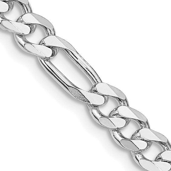 Sterling Silver Rhodium Plated 5.25mm Figaro Chain