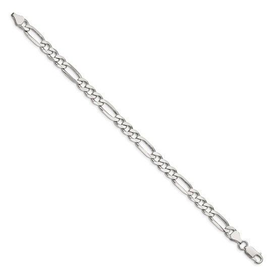 Sterling Silver 6.5mm Figaro Bracelet