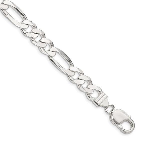 Sterling Silver 9mm Figaro Bracelet