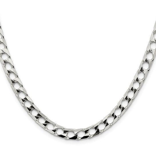 Sterling Silver 6.25mm Polished Open Curb Chain