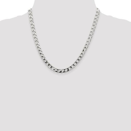Sterling Silver 6.25mm Polished Open Curb Chain
