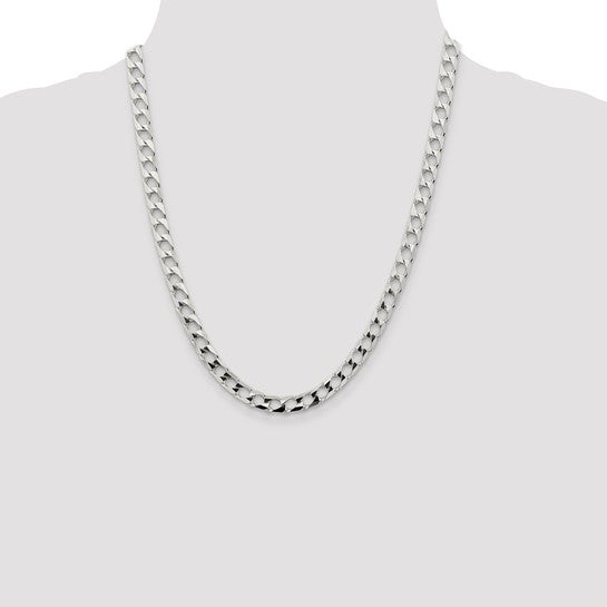 Sterling Silver 6.25mm Polished Open Curb Chain