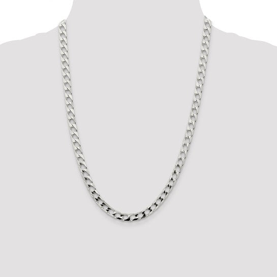Sterling Silver 6.25mm Polished Open Curb Chain