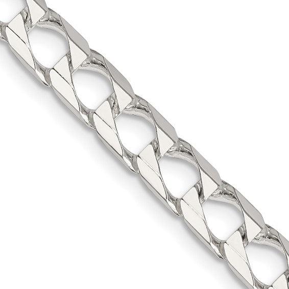 Sterling Silver 6.25mm Polished Open Curb Chain