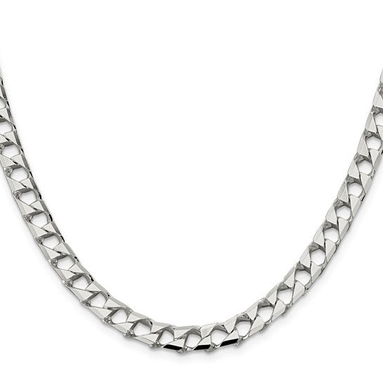 Sterling Silver 6.75mm Polished Open Curb Chain