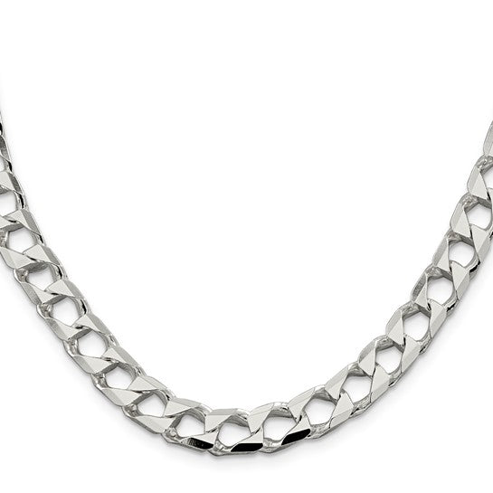 Sterling Silver 8.6mm Flat Open Curb Chain