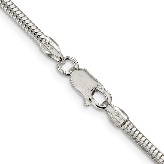 Sterling Silver 2.5mm Diamond-cut Snake Chain